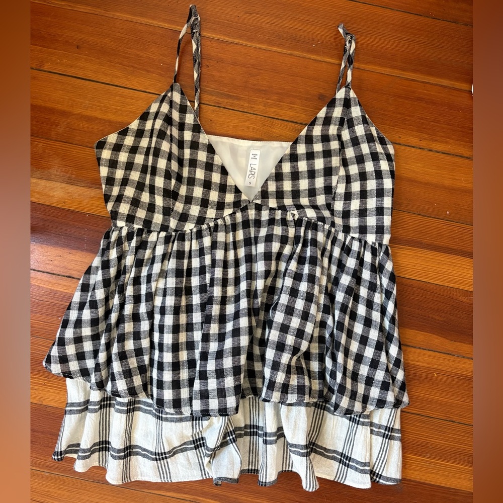 Lapis Black and White Gingham Camisole